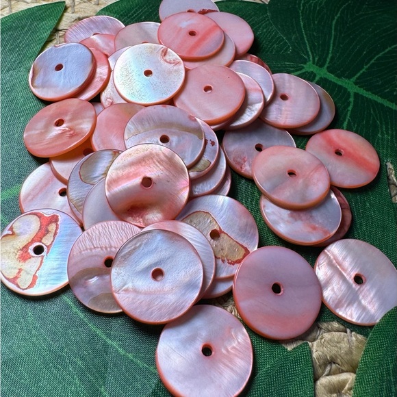 Circle Mother of Pearl Seashell Shell Beads Coral Pink DIY Jewelry making lot - Picture 15 of 17